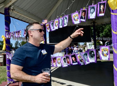 Over 700 grads attend Lemoore High 1980's All-Classes Reunion Saturday night Gary Gorans visits the LHS Memorial.